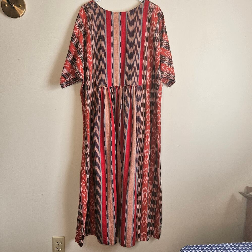 Vtg Veranda Wear Cotton Kaftan Dress, Hand-Woven, Art-to-Wear, Multi, Sz S/M-2 - Picture 5 of 6